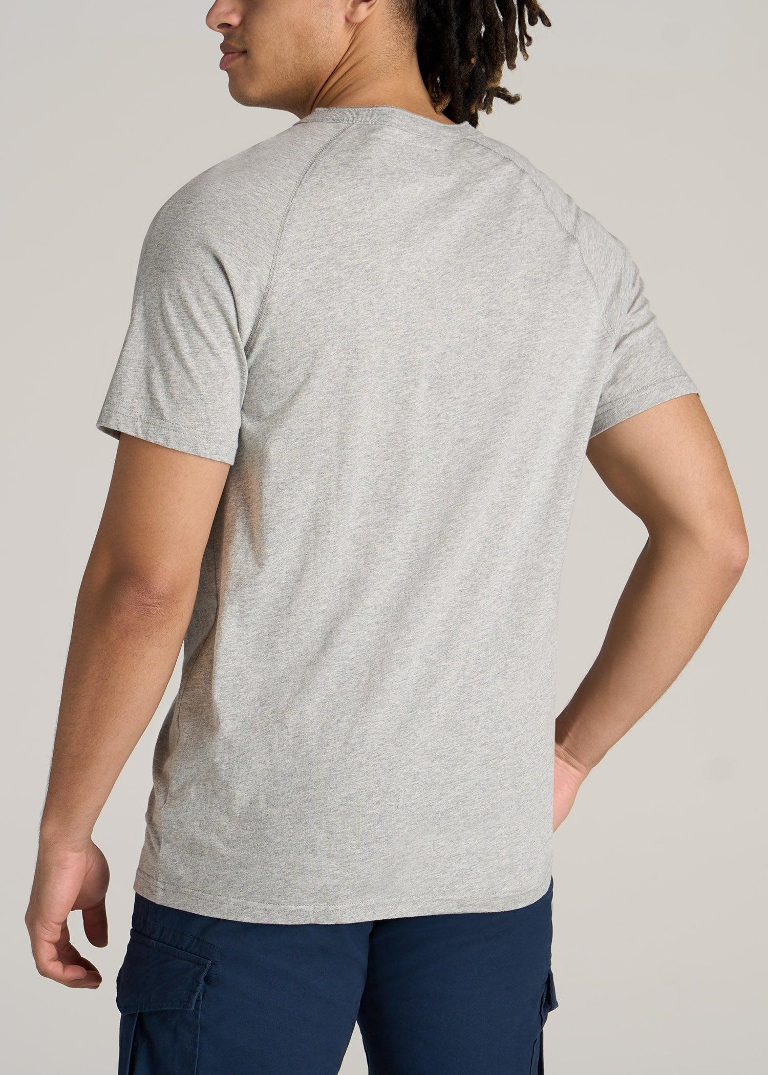 LJ&S REGULAR-FIT Jersey Henley Tee for Tall Men in Heathered Grey Product Image