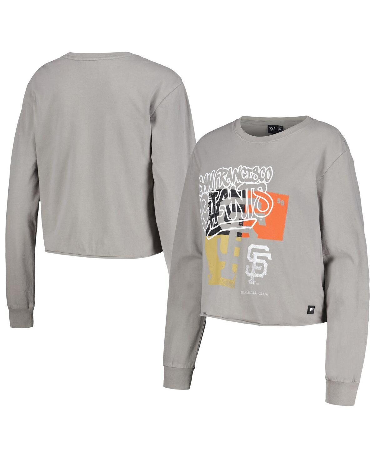 Women's The Wild Collective Gray San Francisco Giants Cropped Long Sleeve T-Shirt, Size: Small, Grey Product Image