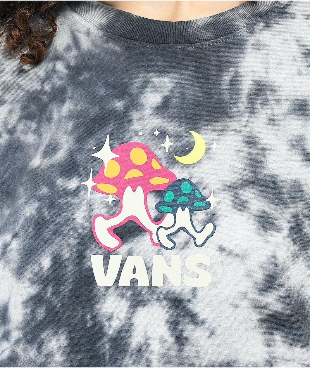 Vans Moon Caps Black Tie Dye Crop Long Sleeve T-Shirt Product Image