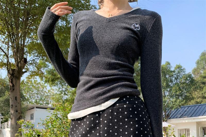 High Waist Dotted Slit A-Line Skirt Product Image