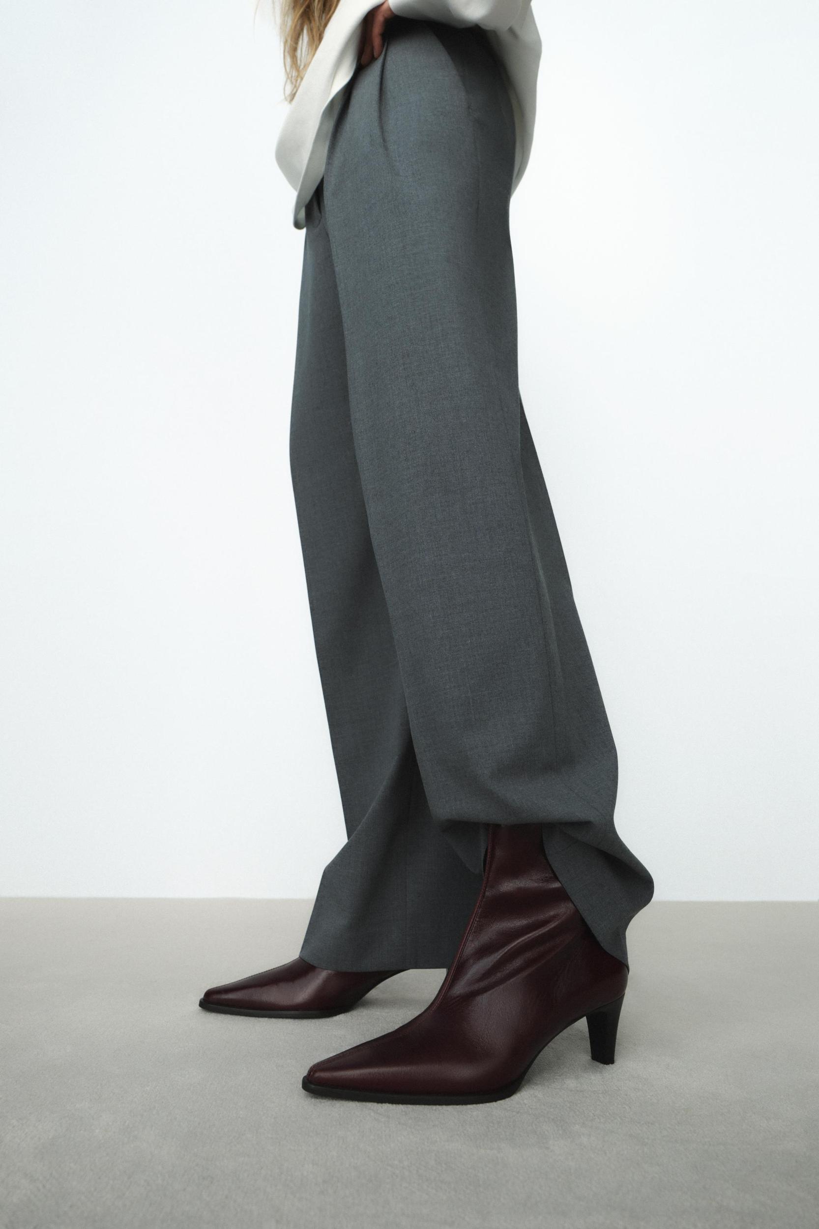 LEATHER KITTEN HEEL ANKLE BOOTS Product Image