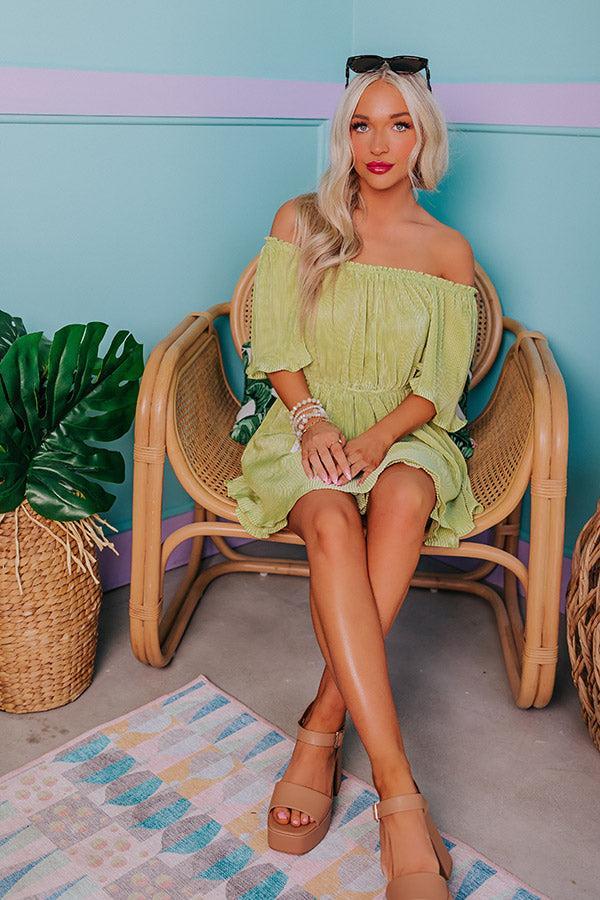 Flight Plans Pleated Dress In Lime Punch Product Image