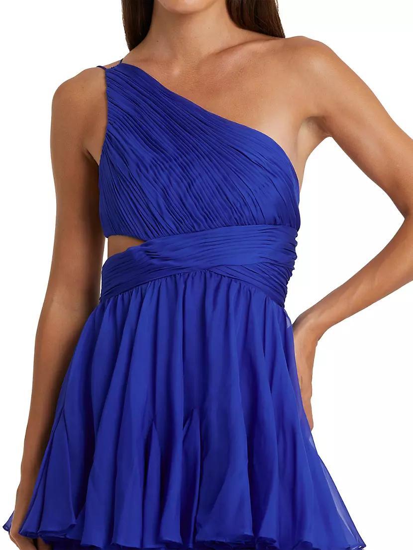 Womens Tiered Chiffon One-Shoulder Gown Product Image