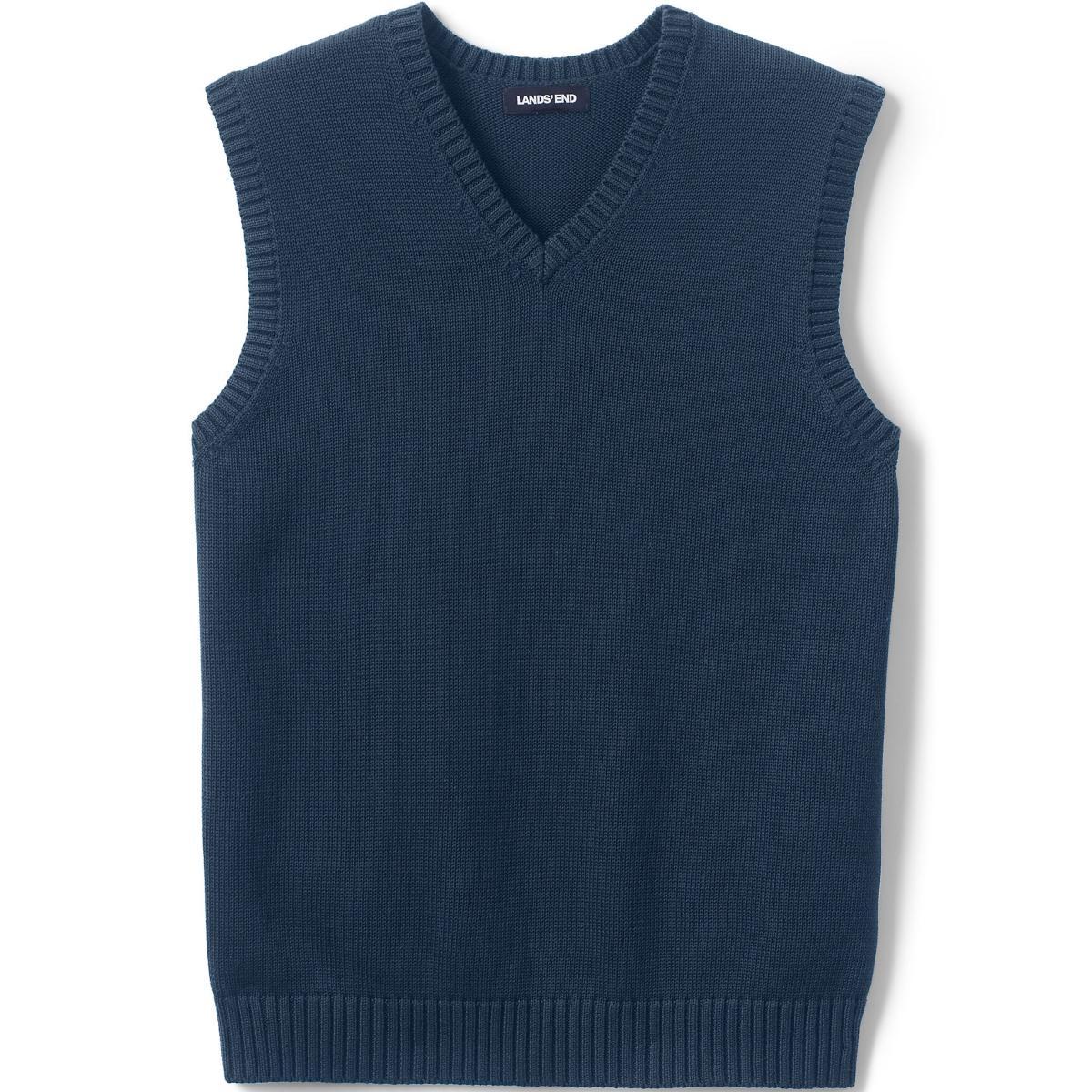 Men's Lands' End Cotton Modal Sweater Vest, Size: Large, Red Product Image