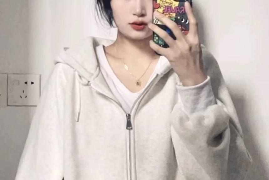 Drawstring Zip Hoodie Product Image