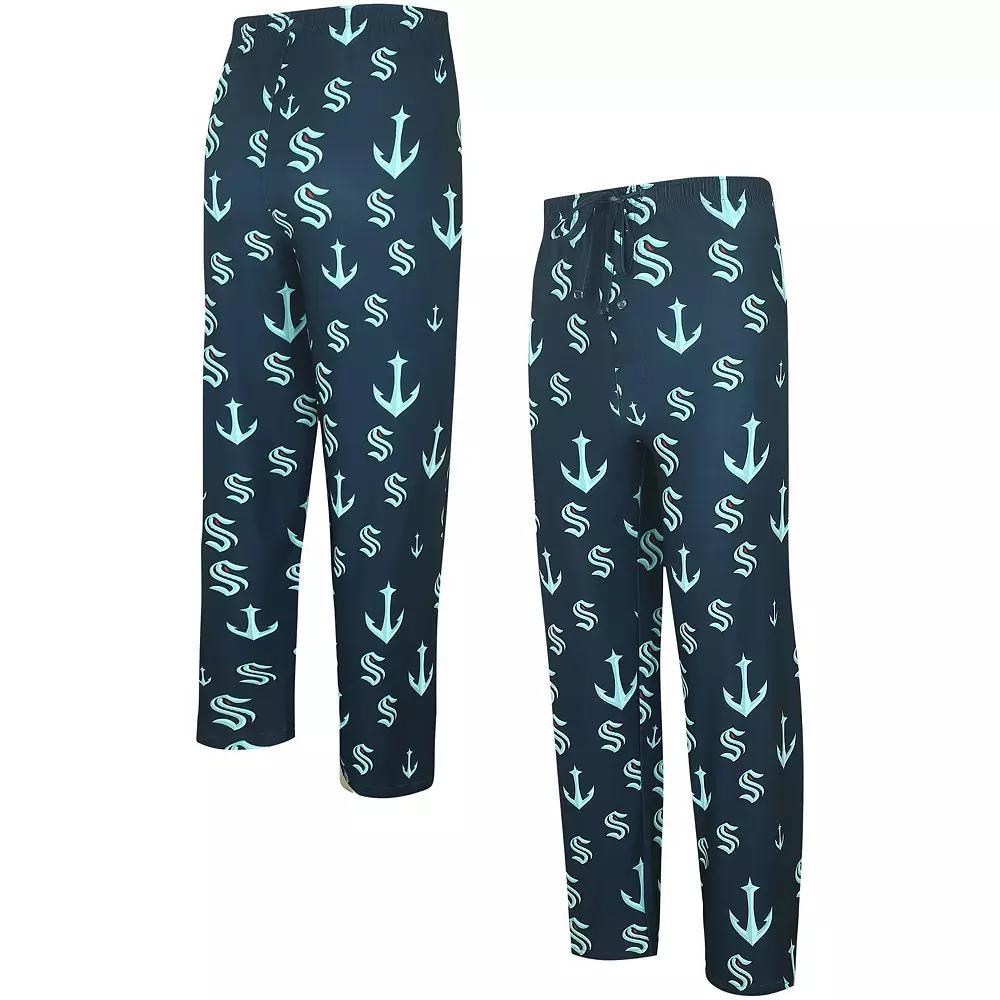 Men's Concepts Sport Navy Seattle Kraken Gauge Allover Print Knit Sleep Pants, Size: Large, Krk Blue Product Image