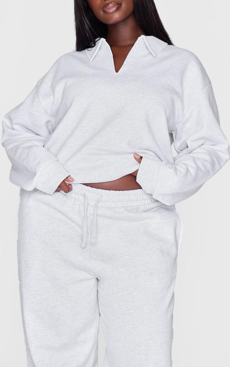 Plus Grey Premium Collar Oversized Sweatshirt Product Image