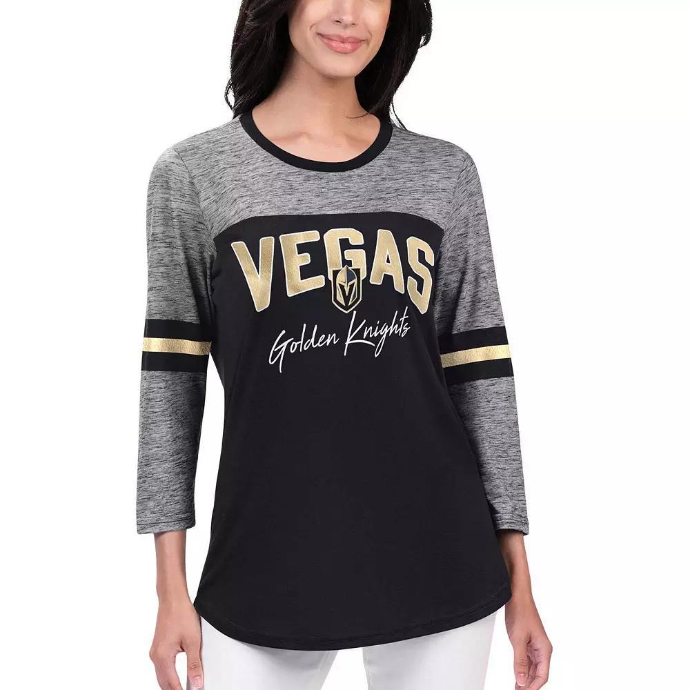 Women's G-III 4Her by Carl Banks Black Vegas Golden Knights Play The Game 3/4-Sleeve T-Shirt, Size: XL, Lvk Black Product Image