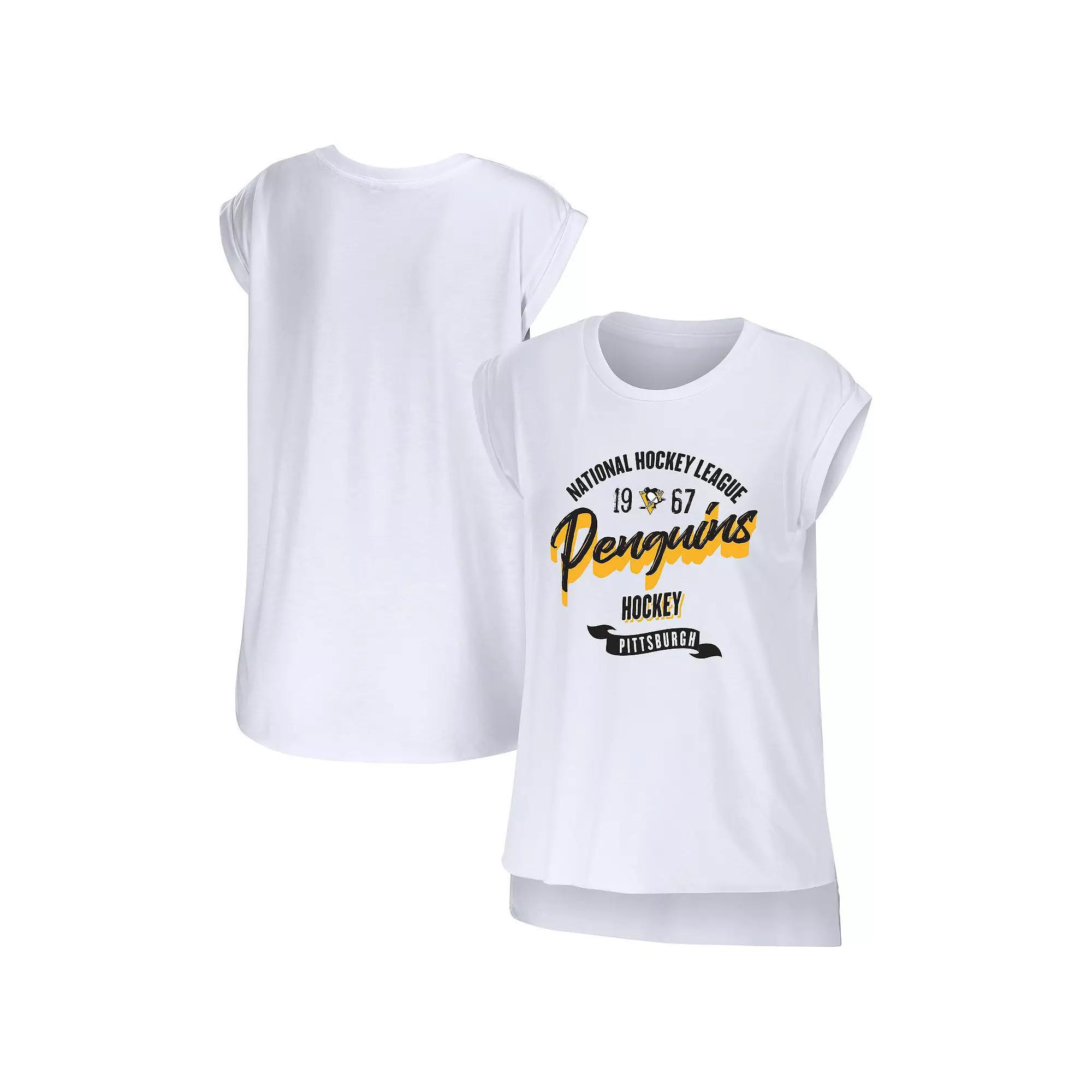 Women's WEAR by Erin Andrews White Pittsburgh Penguins Domestic Tank Top, Size: XL Product Image