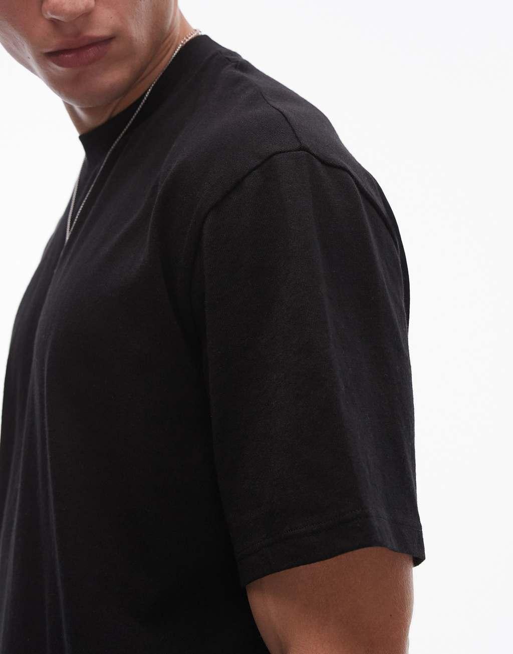 Topman 2-pack oversized T-shirts in black Product Image