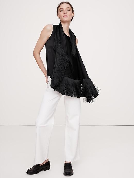 Silky-Crepe Fringe Top Product Image