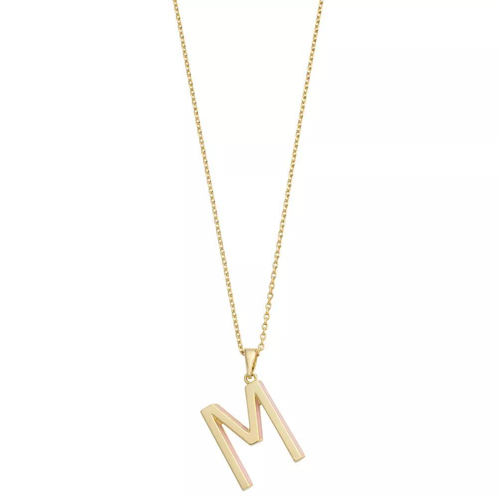 City Luxe Gold Tone Initial Charm Pendant Necklace, Women's, Size: 18", Gold Tone E Product Image