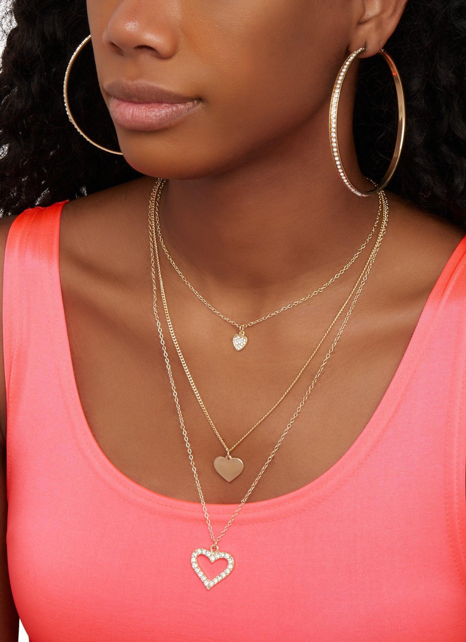 Religious Charm Layered Necklace and Drop Earrings Female Product Image