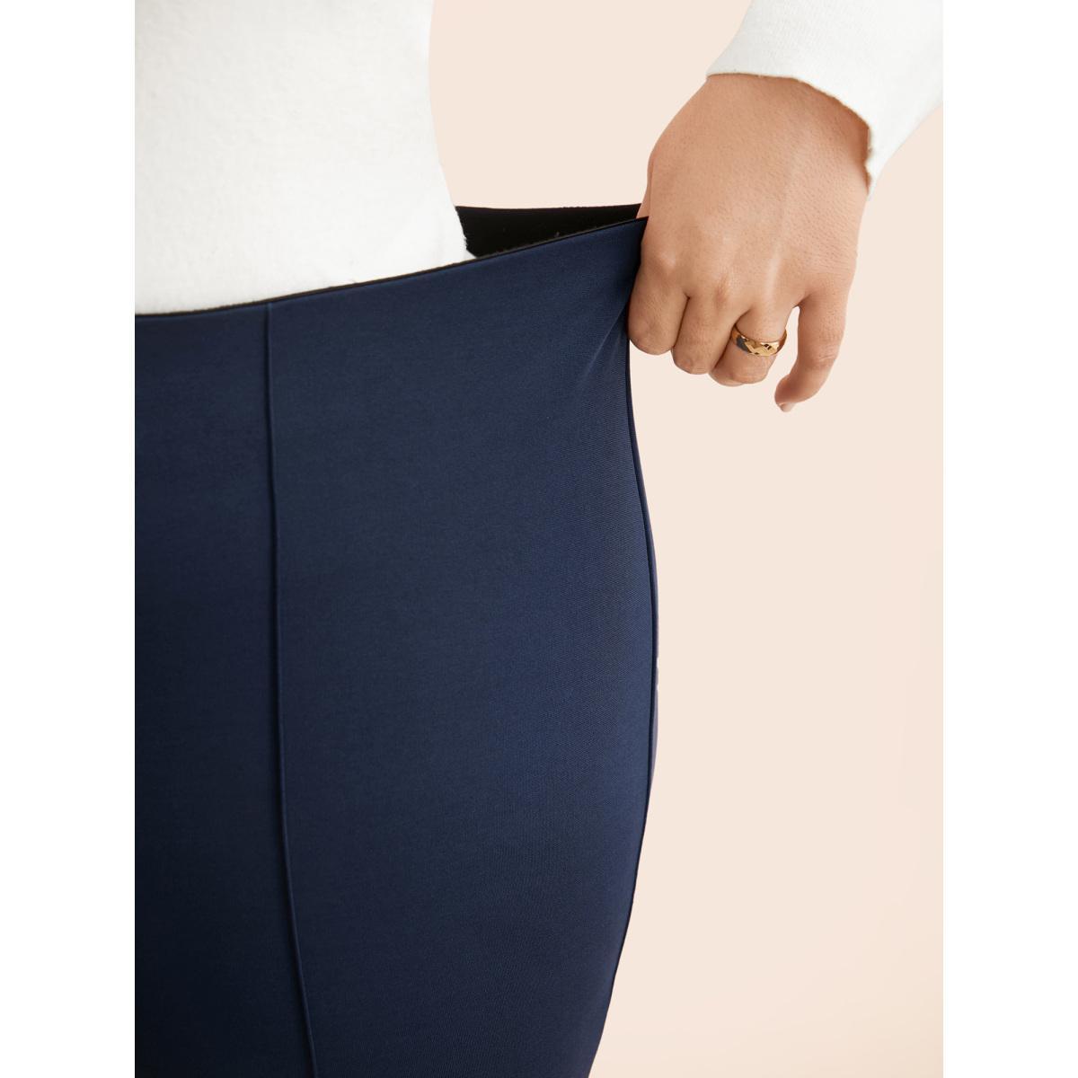 Plus Size Mid Rise Slit Hem Bootcut Pants Women Indigo Casual Bootcut Mid Rise Everyday Pants BloomChic 12/L Product Image