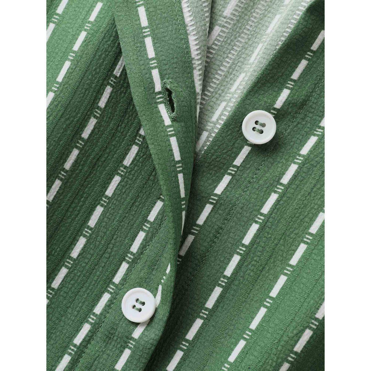 Plus Size Breezy Stripes Belted Pockets Midi Dress Emerald Women Shirt collar Sleeveless Curvy BloomChic 18-20/2X Product Image