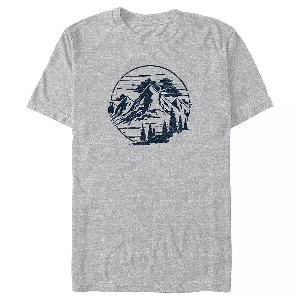 Big & Tall Mountain Front View Graphic Tee, Men's, Size: 3XL, Athletic Grey Product Image