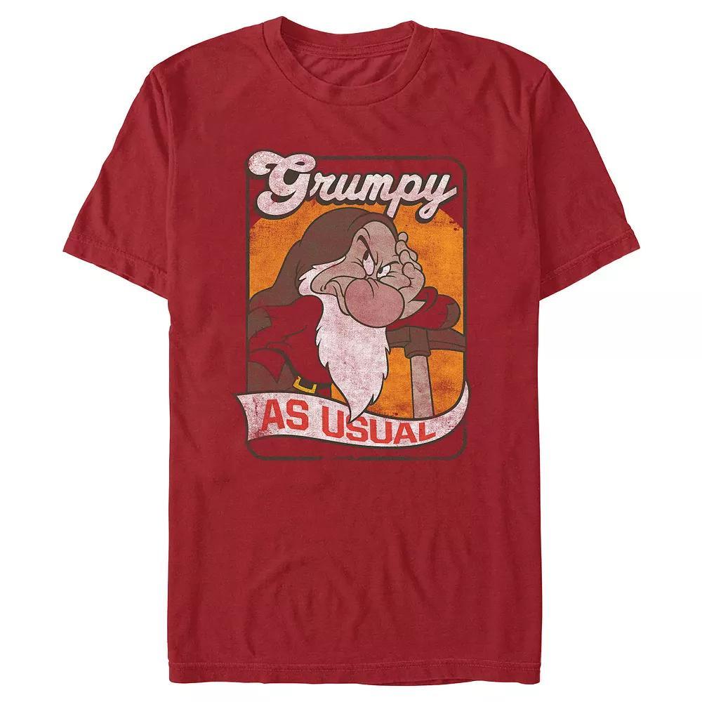 Disney's Snow White Grumpy As Usual Men's Tee, Size: Medium, Red Product Image