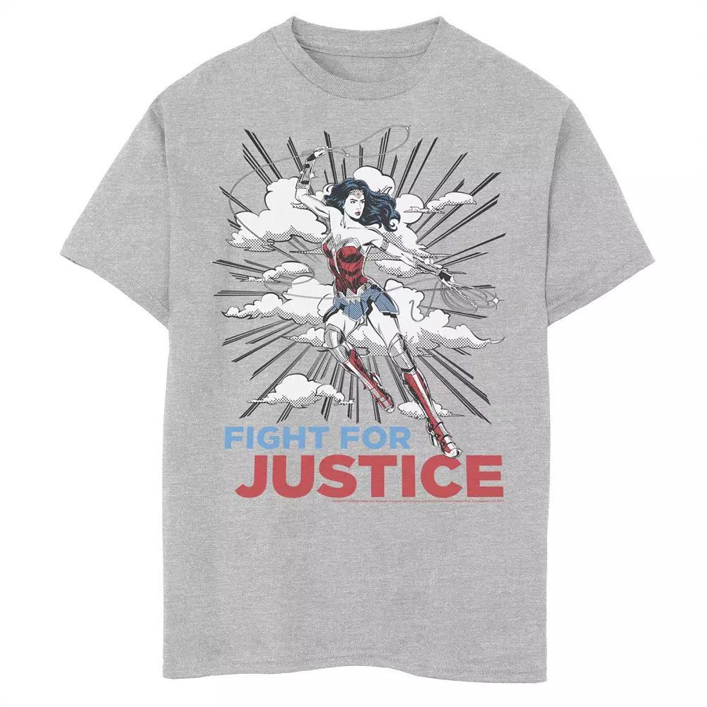 Boys 8-20 Wonder Woman Fight For Justice Poster Graphic Tee, Boys Athletic Grey Product Image