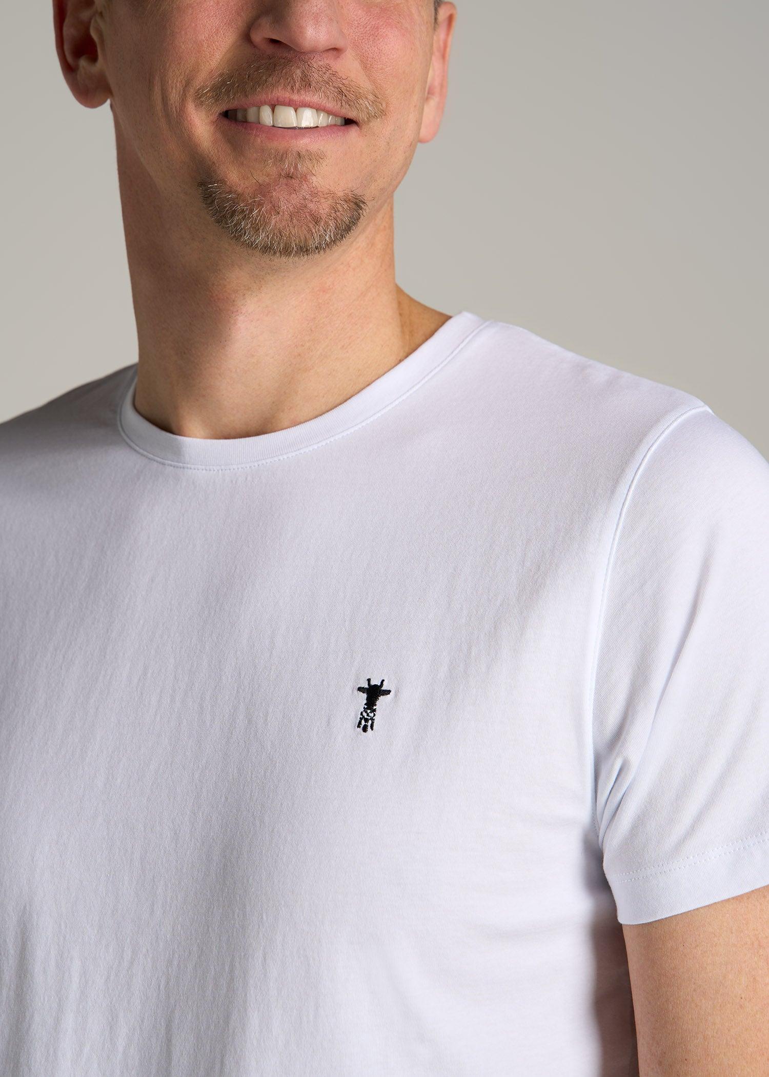 MODERN-FIT Embroidered Logo Crewneck T-Shirt for Tall Men in Apricot Crush Product Image