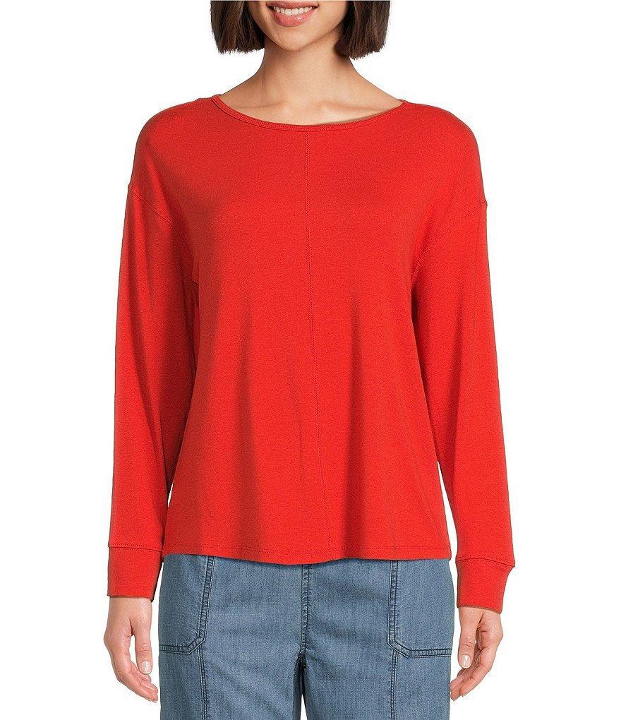 Westbound Round Neck Long Sleeve Knit Tee Shirt Product Image