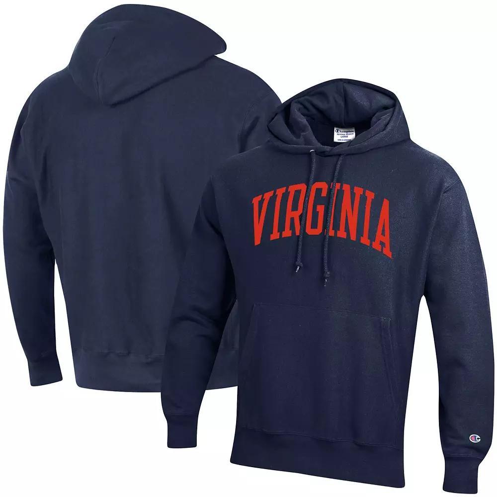 Men's Champion Navy Virginia Cavaliers Team Arch Reverse Weave Pullover Hoodie, Size: 2XL, Blue Product Image