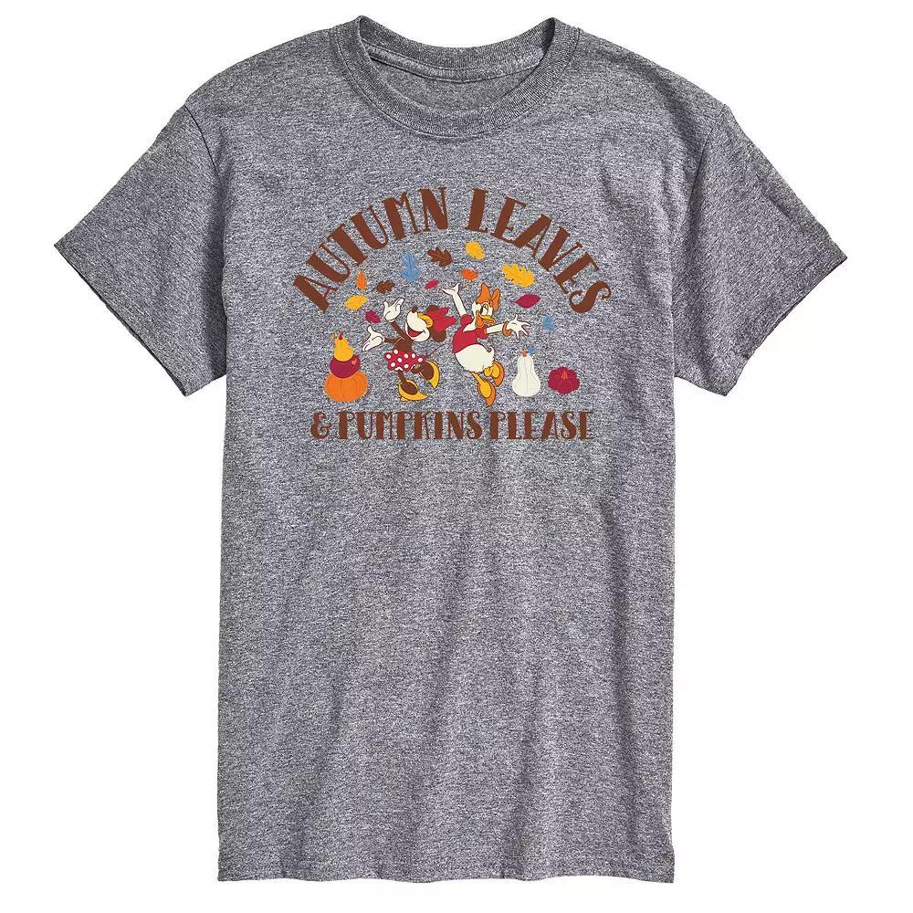 Disney's Minnie Mouse and Daisy Men's Autumn Leaves Graphic Tee, Size: Medium, Gray Product Image