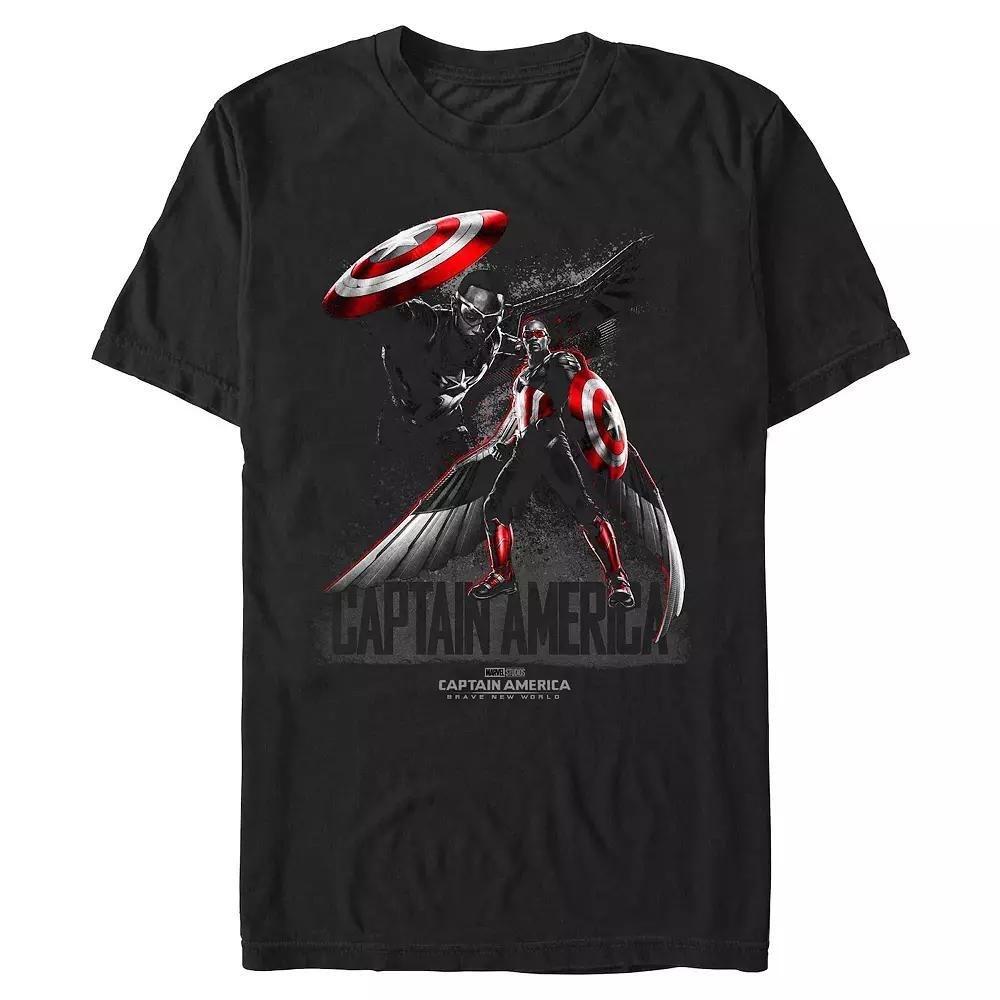 Big & Tall Marvel Captain America Brave New World Poster Graphic Tee, Men's, Size: 4XL Tall, Black Product Image