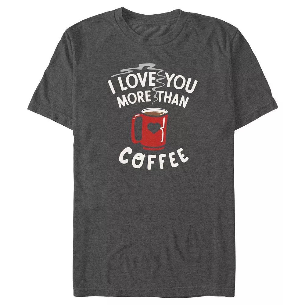 Big & Tall I Love You More Than Coffee Graphic Tee, Mens Grey Heather Product Image