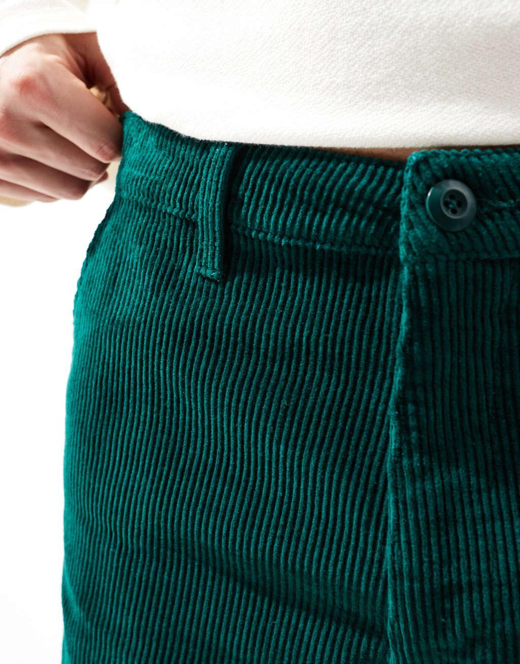 ASOS DESIGN super baggy cord pants in dark green  Product Image