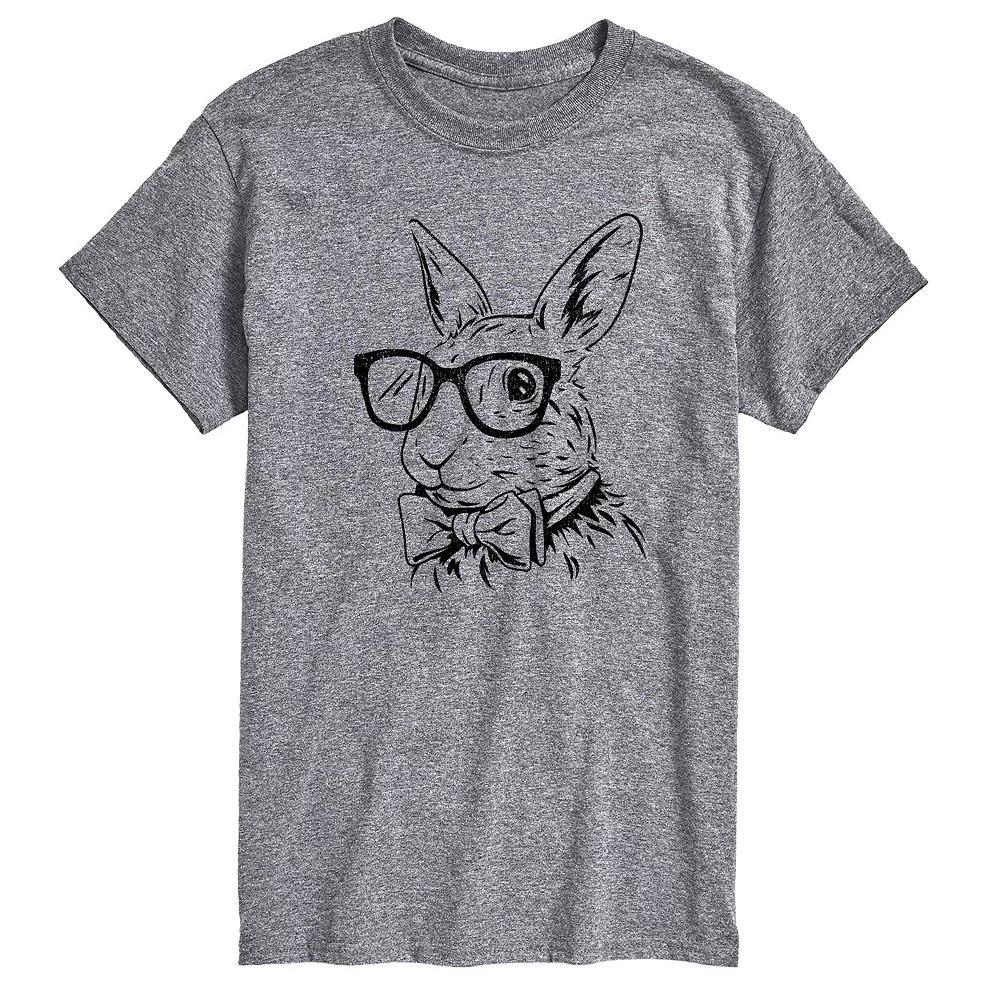 Men's Bunny Bow Tie Graphic Tee, Size: Medium, Grey Gray Product Image