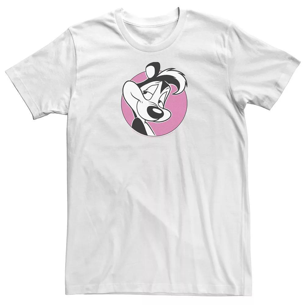 Big & Tall Looney Tunes Pepe Le Pew Pink Circle Portrait Tee, Men's, Size: 3XL, White Product Image