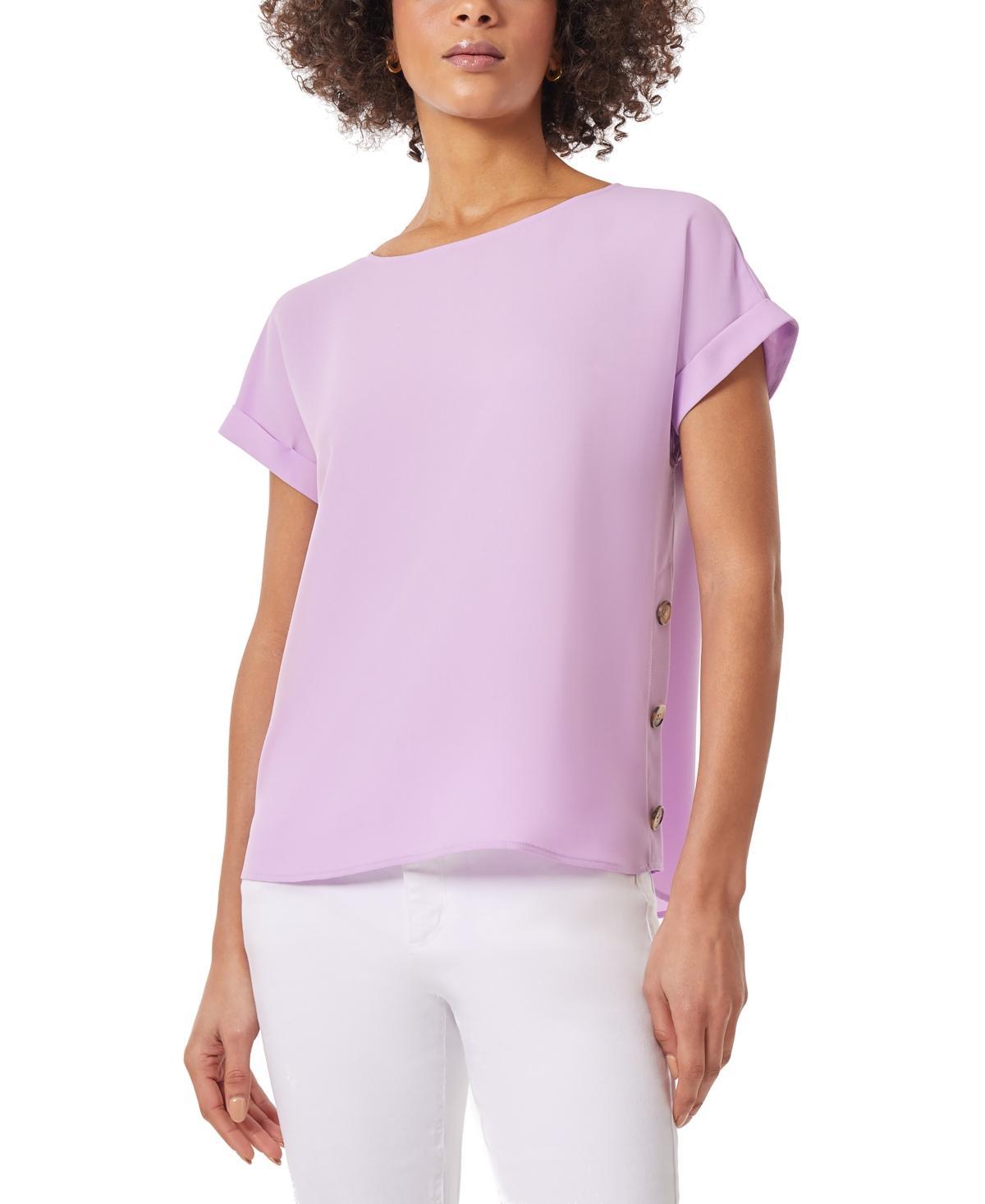 Jones New York Womens Short-Sleeve Button-Detail Top Product Image