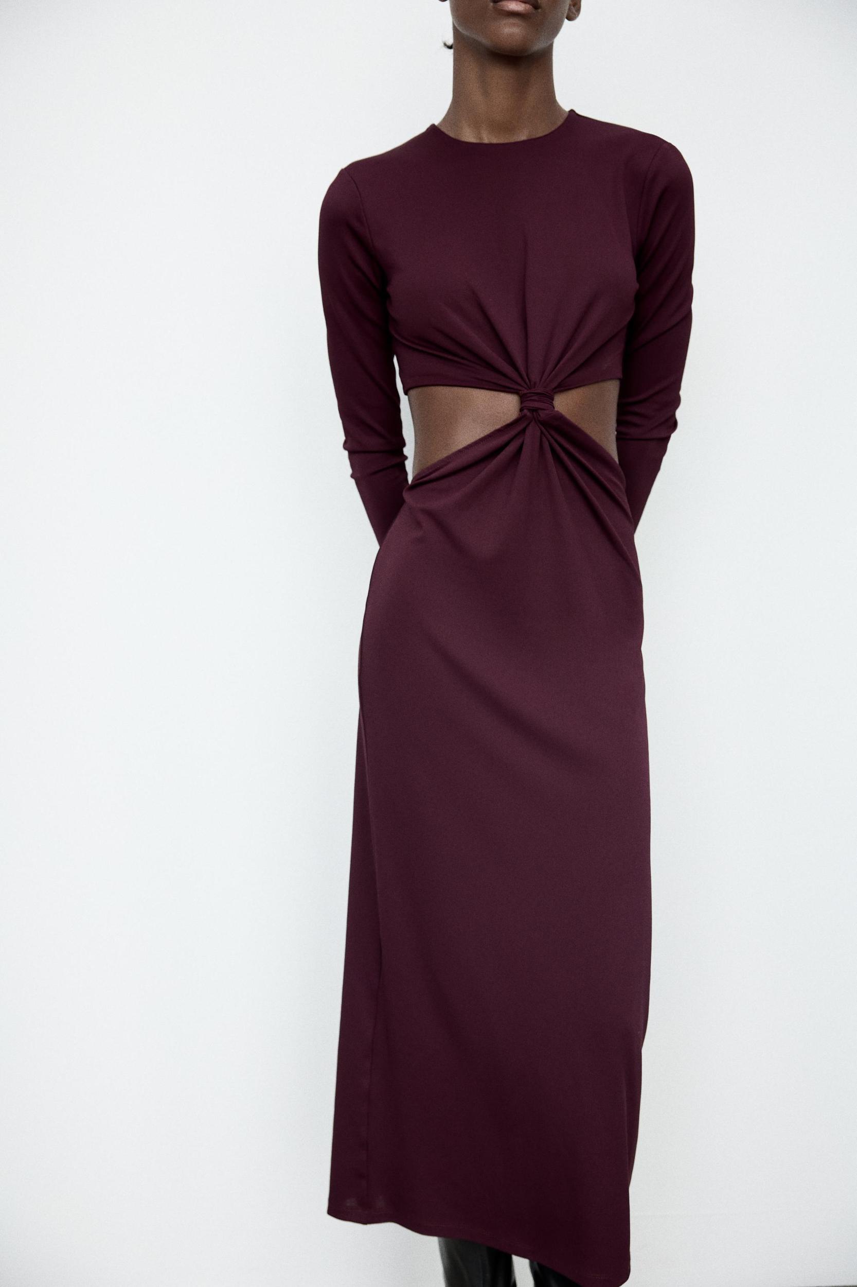 LONG CUT OUT KNOT DRESS Product Image
