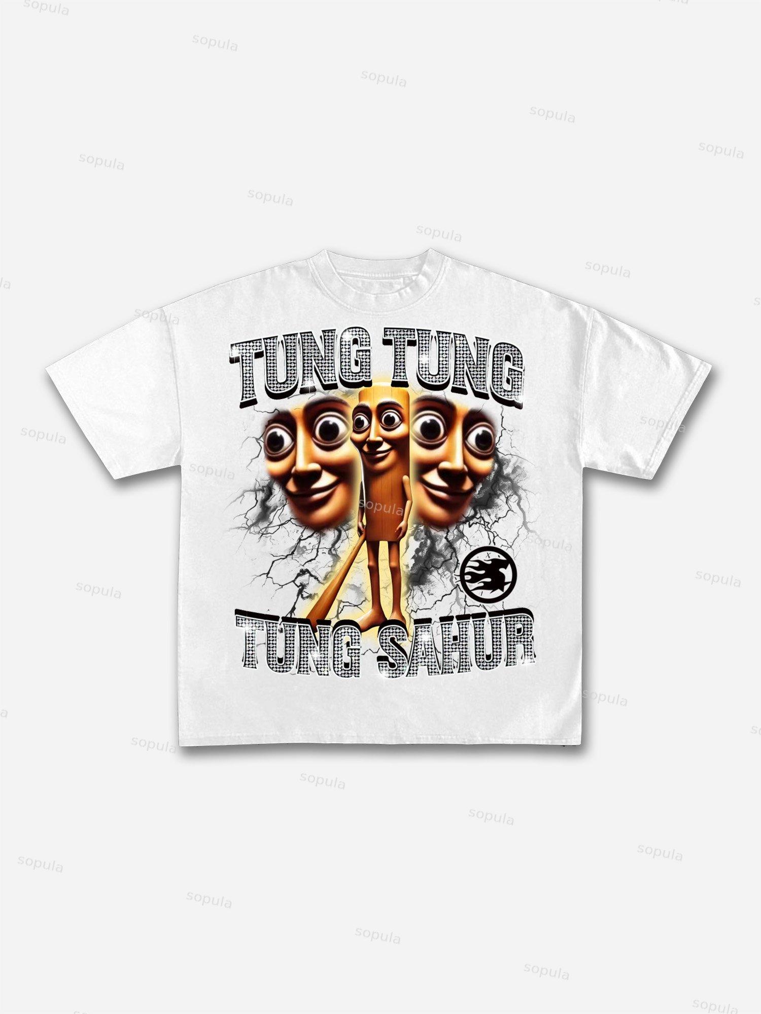 Tung Tung Tung Sahur Vintage Graphic Cotton T-shirt Product Image
