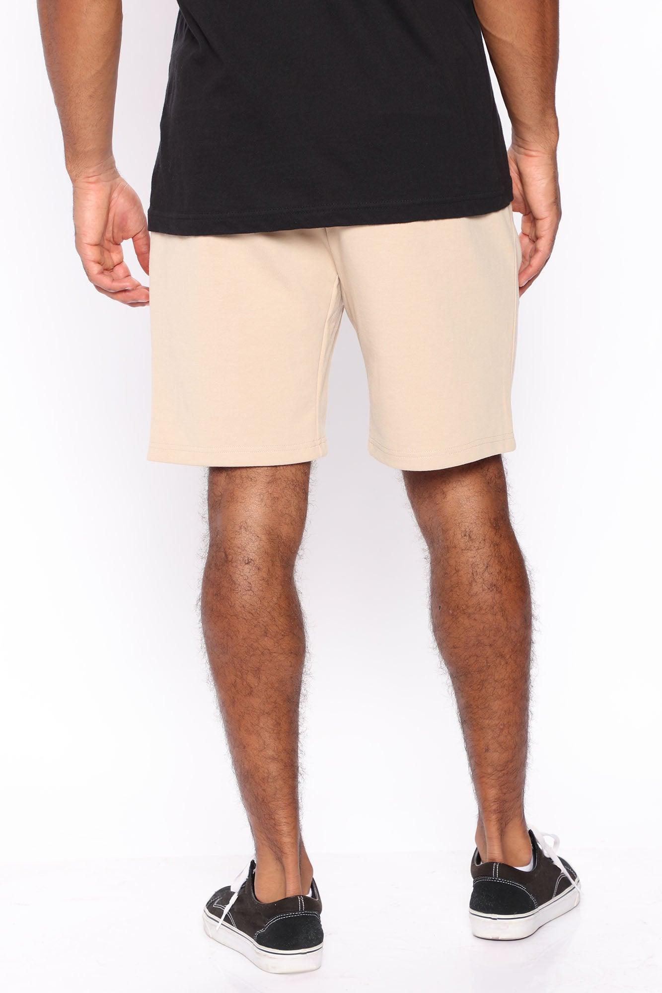 On The Run Zip Pocket Fleece Shorts - Khaki Product Image