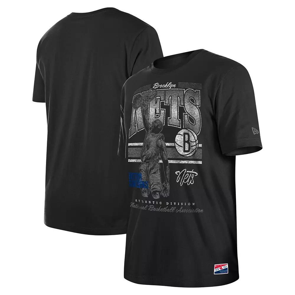Men's New Era Black Brooklyn Nets Enzyme Wash Oversized T-Shirt, Size: XL Product Image