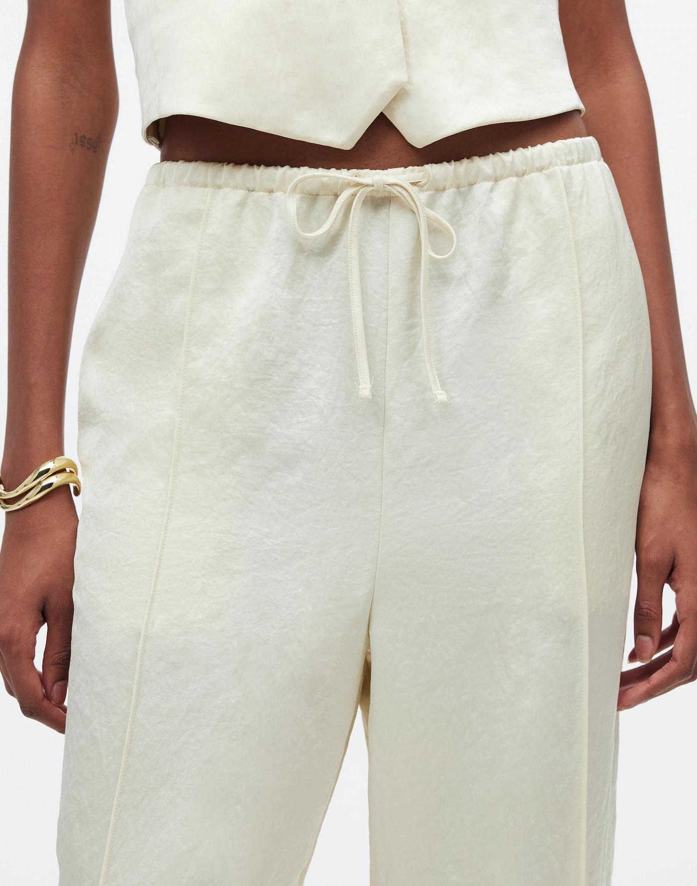 Tall Pintucked Slim Pull-On Pants in Satin Product Image
