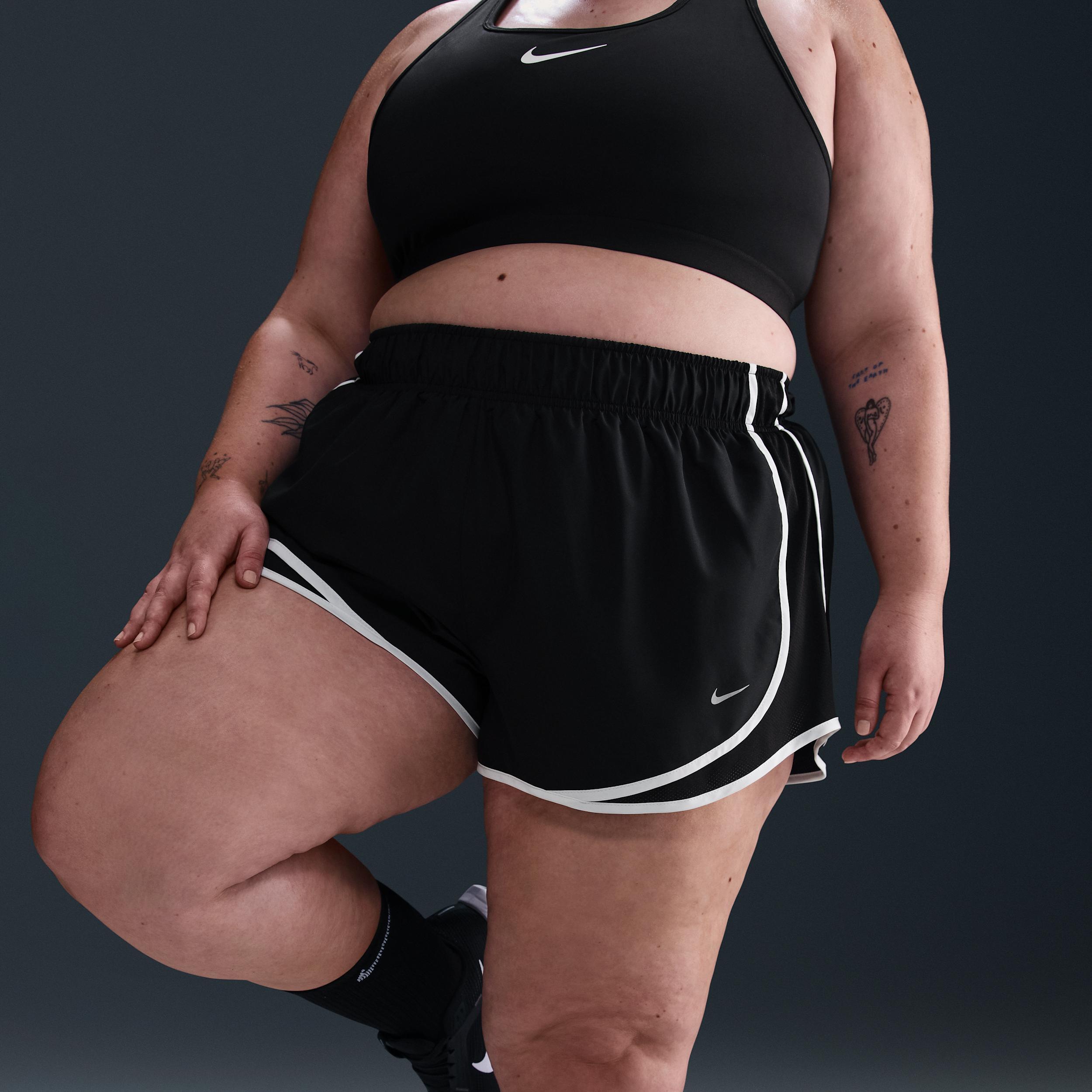 Plus Size Nike Tempo Dri-FIT Mid-Rise 3-in. Brief-Lined Running Shorts, Women's, Size: 1XL, Black White Product Image