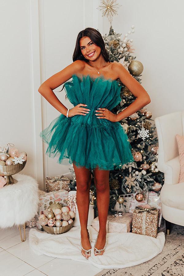 Frill Deal Tulle Mini Dress In Teal Product Image