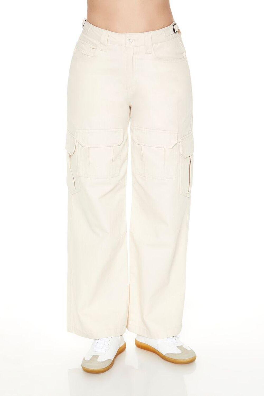 Twill Wide-Leg Cargo Pants | Forever 21 Product Image