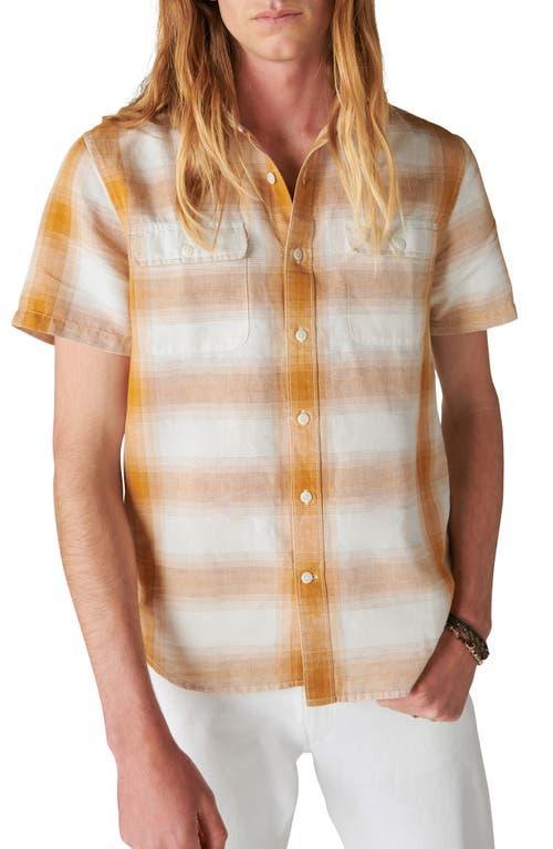 Lucky Brand Linen Plaid Short Sleeve Workwear Shirt Plaid) Men's Clothing Product Image