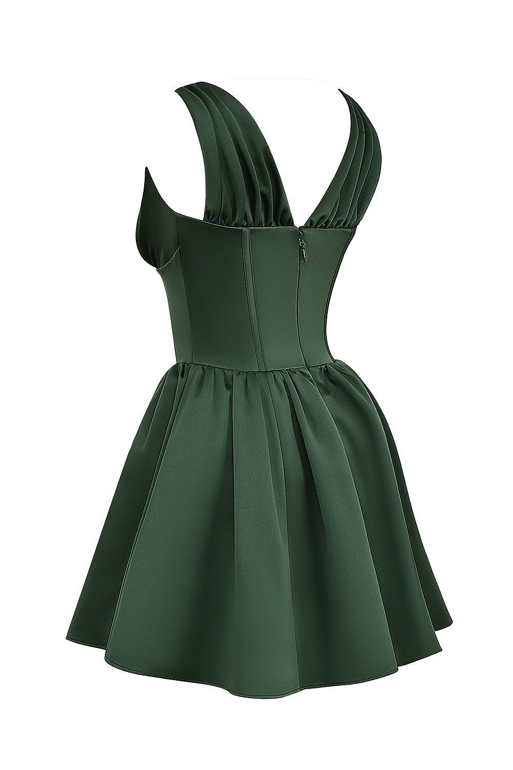 Emmeliette  forest green satin mini dress Product Image