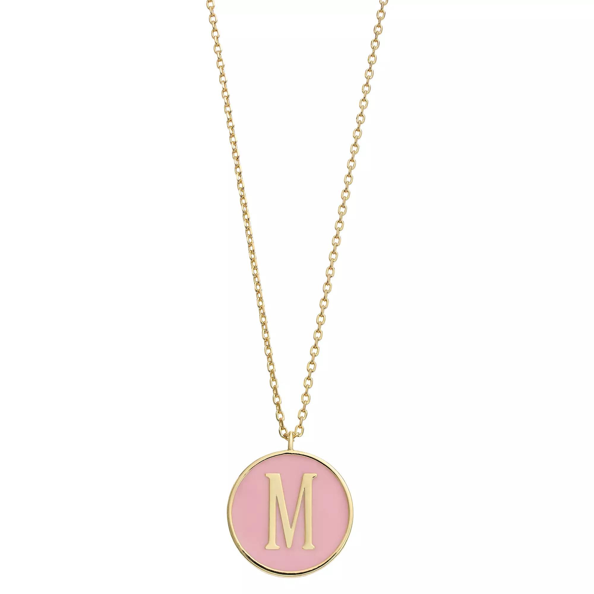 City Luxe Gold Tone Enamel Initial Disc Pendant Necklace, Women's, Size: 18", Gold Tone M Product Image