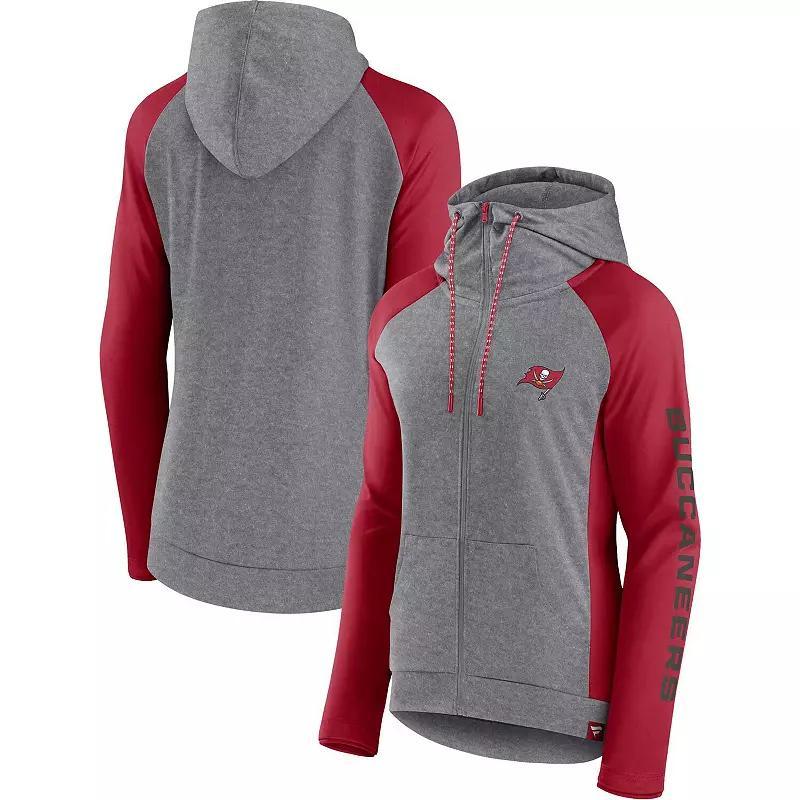 Women's Fanatics Branded  Heather Gray/Navy New England Patriots Blind Side Raglan Full-Zip Hoodie, Size: XS, Grey Product Image