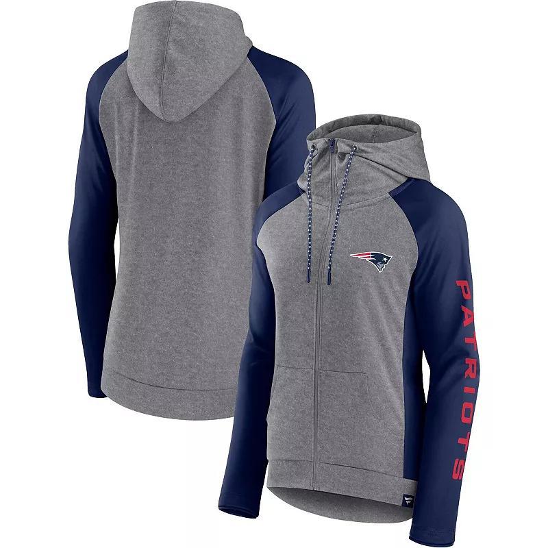 Women's Fanatics Branded  Heather Gray/College Navy Chicago Bears Blind Side Lightweight Full-Zip Hoodie, Size: 3XL, Grey Product Image
