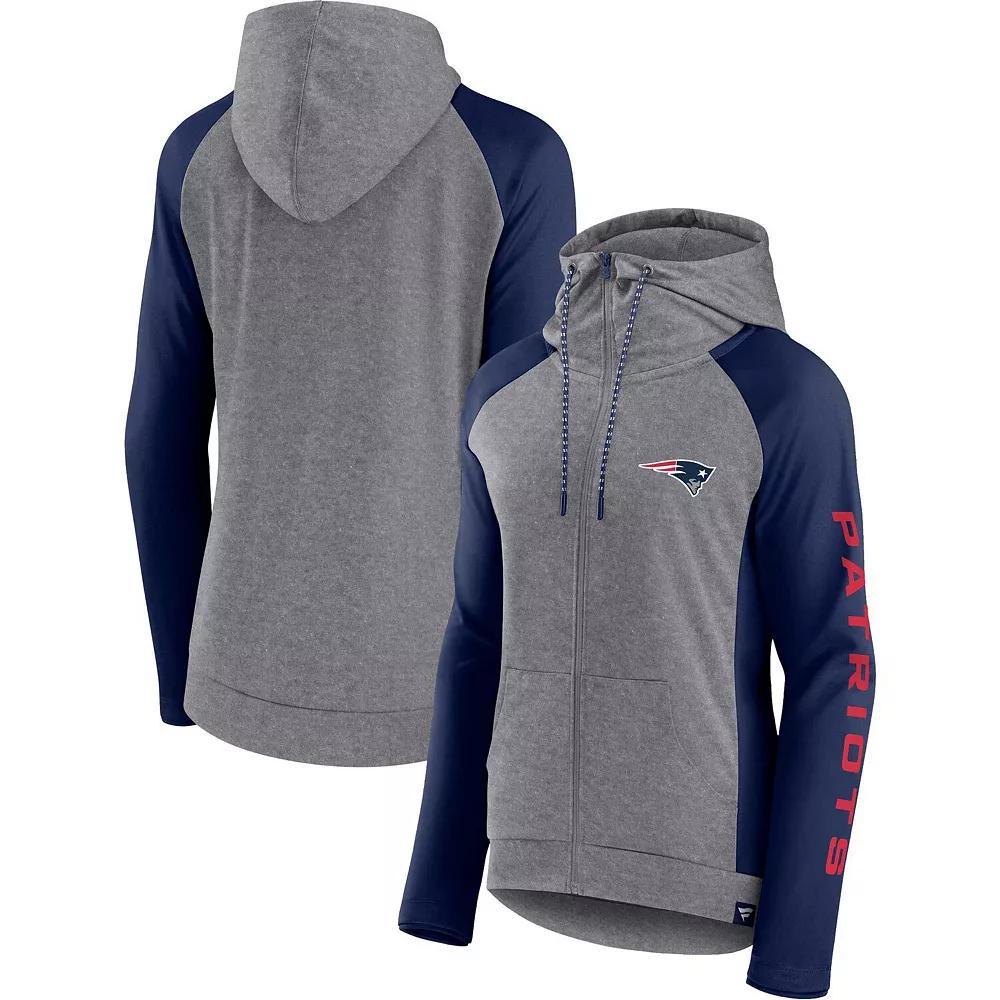 Women's Fanatics Branded  Heather Gray/College Navy Chicago Bears Blind Side Lightweight Full-Zip Hoodie, Size: 3XL, Grey Product Image