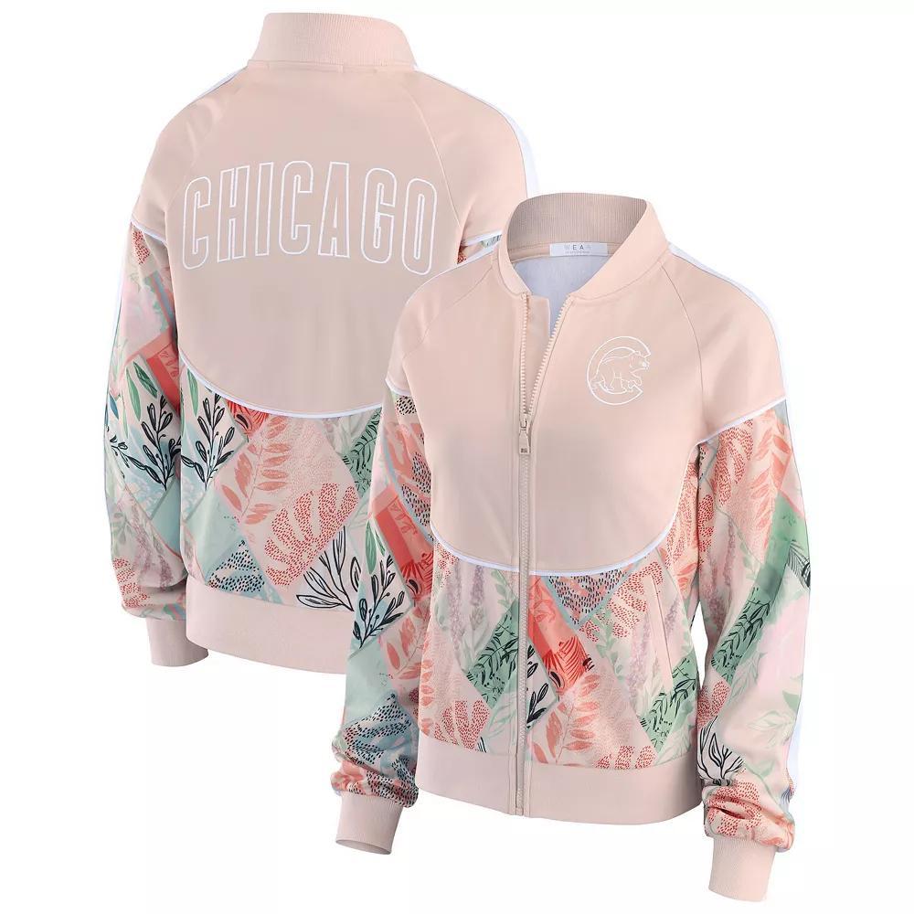 Women's WEAR by Erin Andrews  Sand Chicago Cubs Raglan Full-Zip Track Jacket, Size: XS, Team Product Image