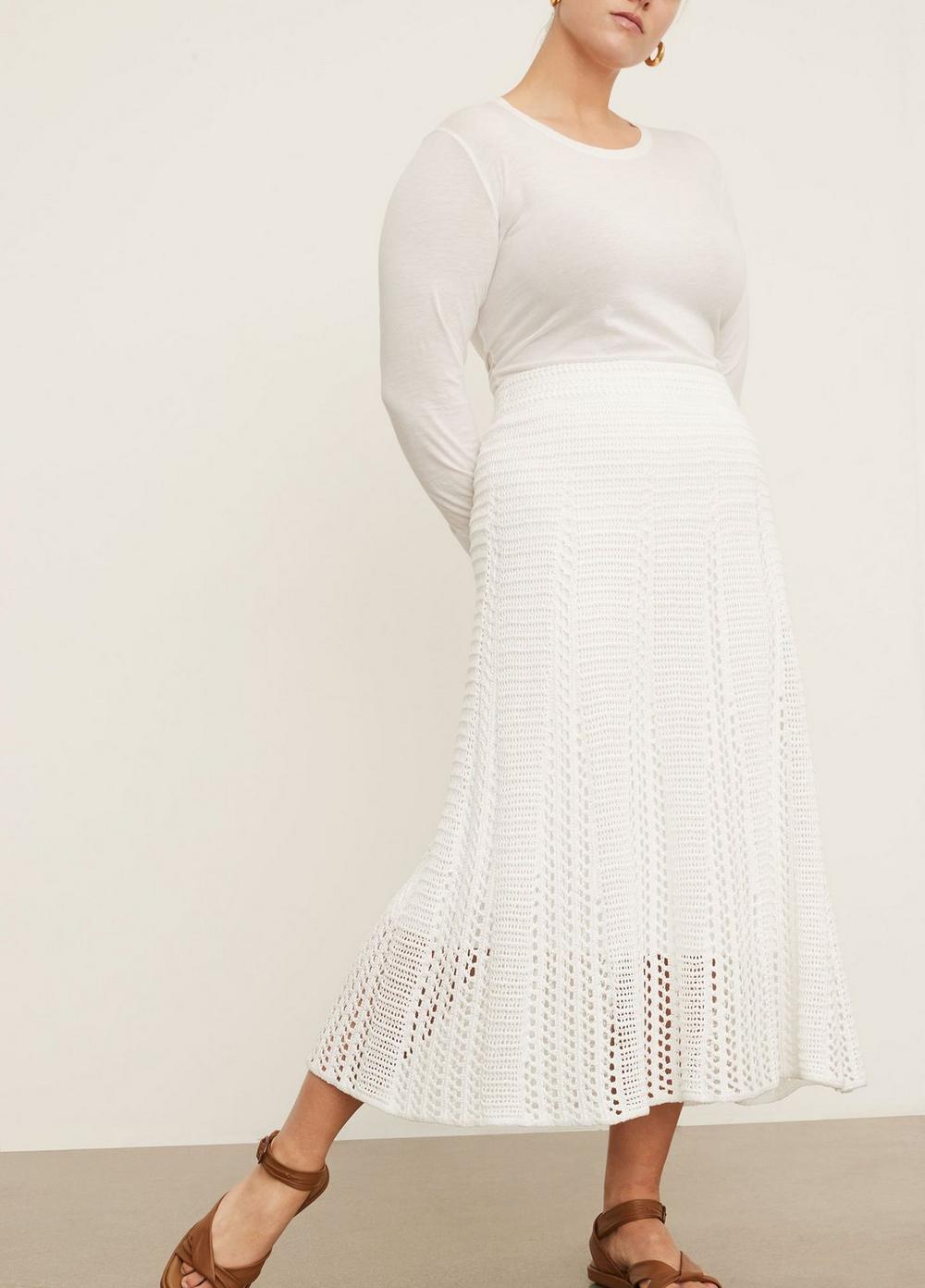 Womens Godet Crochet Skirt, Optic White, Size 1XL Vince Product Image