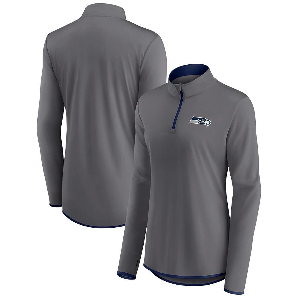 Women's Fanatics Branded  Gray Seattle Seahawks Corner Long Sleeve 1/4 Zip Top, Size: Large, Grey Product Image