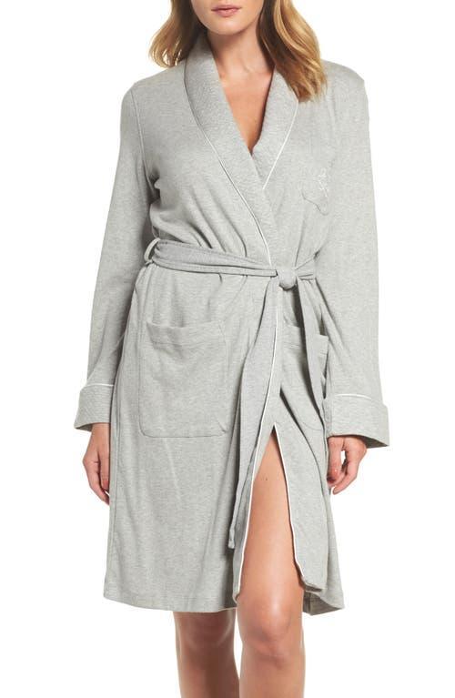 Lauren Ralph Lauren Essentials Quilted Collar and Cuff Robe (Grey Heather) Women's Robe Product Image